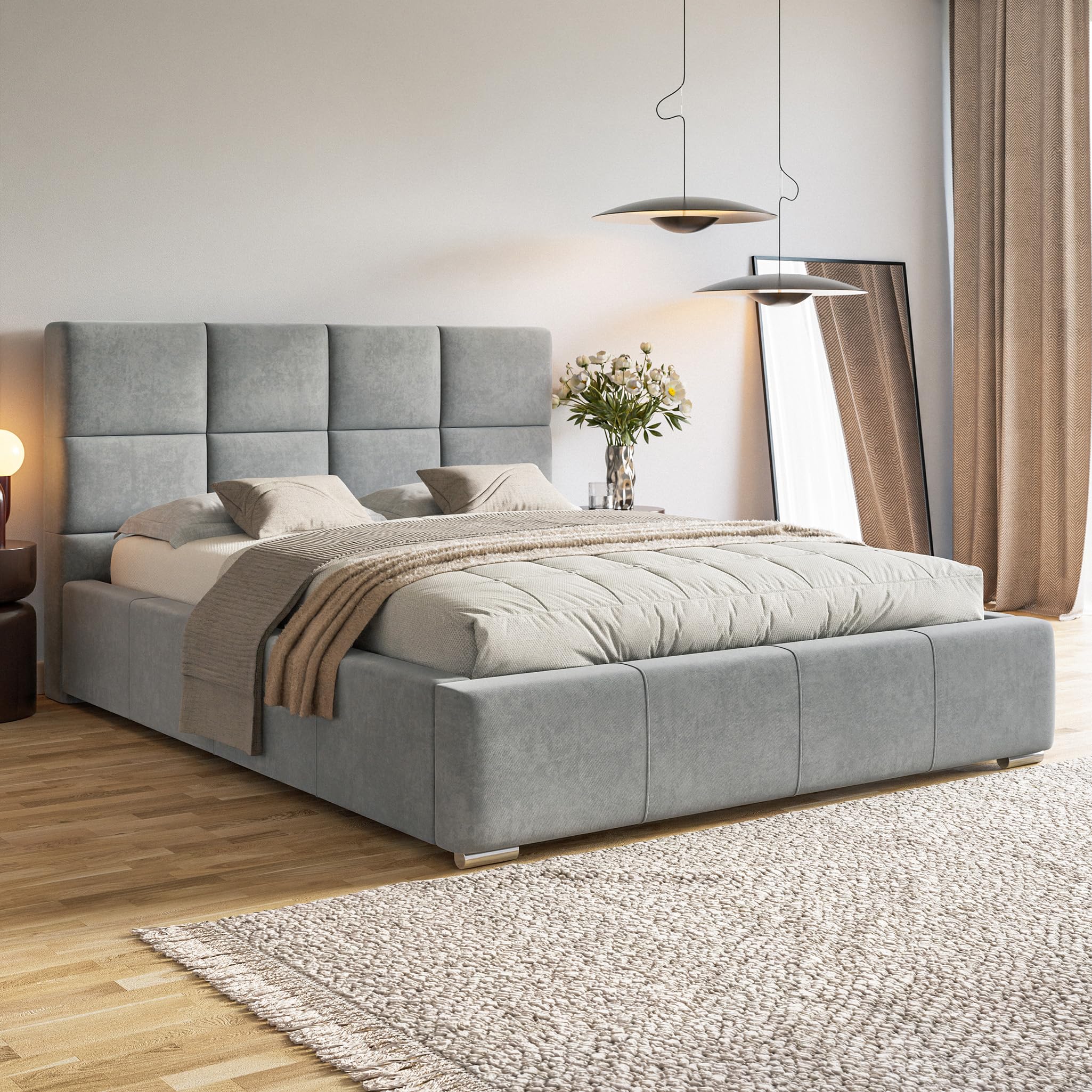 MOTIVENA Luna Bed Frame 120 x 200 cm with Bed Base without Mattress, with Storag