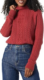 Amazon Essentials Women's Cowl Neck Fisherman Cable Knit Sweater (Available in Plus Size)