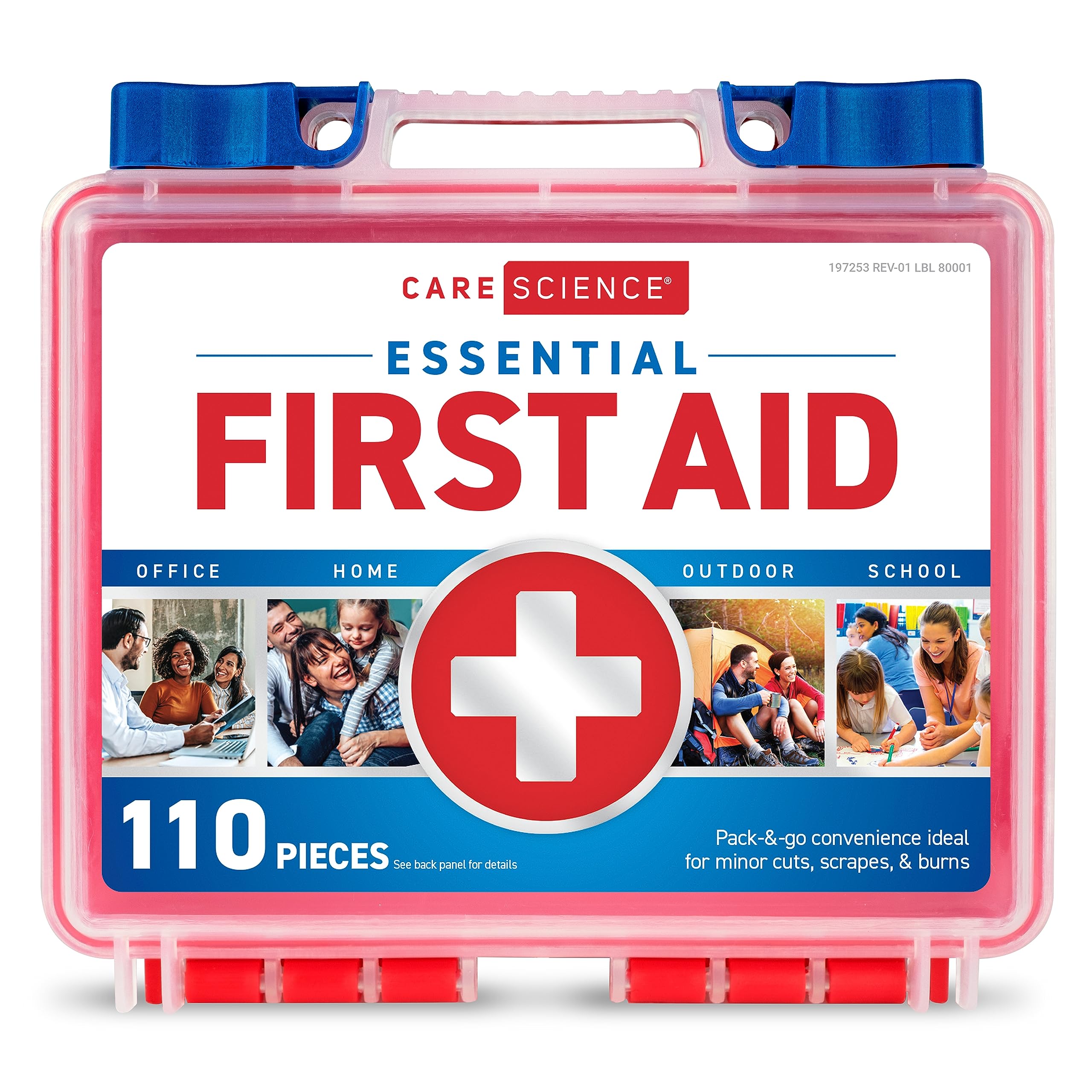 Care Science First Aid Kit, 110 Pieces | Professional Use for Travel, Work, Scho
