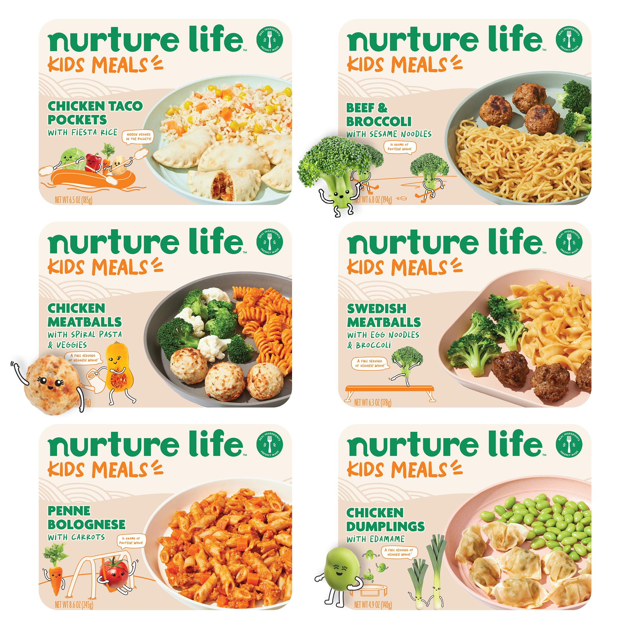 Nurture Life Kids Meals, Healthy Toddler, Kid & Baby Food 6 Meal Variety Pack, C