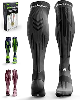 Sports Compression Socks Men & Women (1 Pair) - Calf Compression Sleeves Running, Football, Ski - Sports Stockings Athletics & Recovery - Long Socks Breathable Merino Wool
