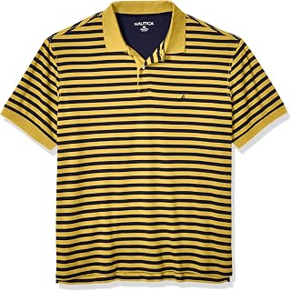 Nautica Men's Big And Tall Classic Fit Short Sleeve 100% Cotton Stripe Soft Polo Shirt