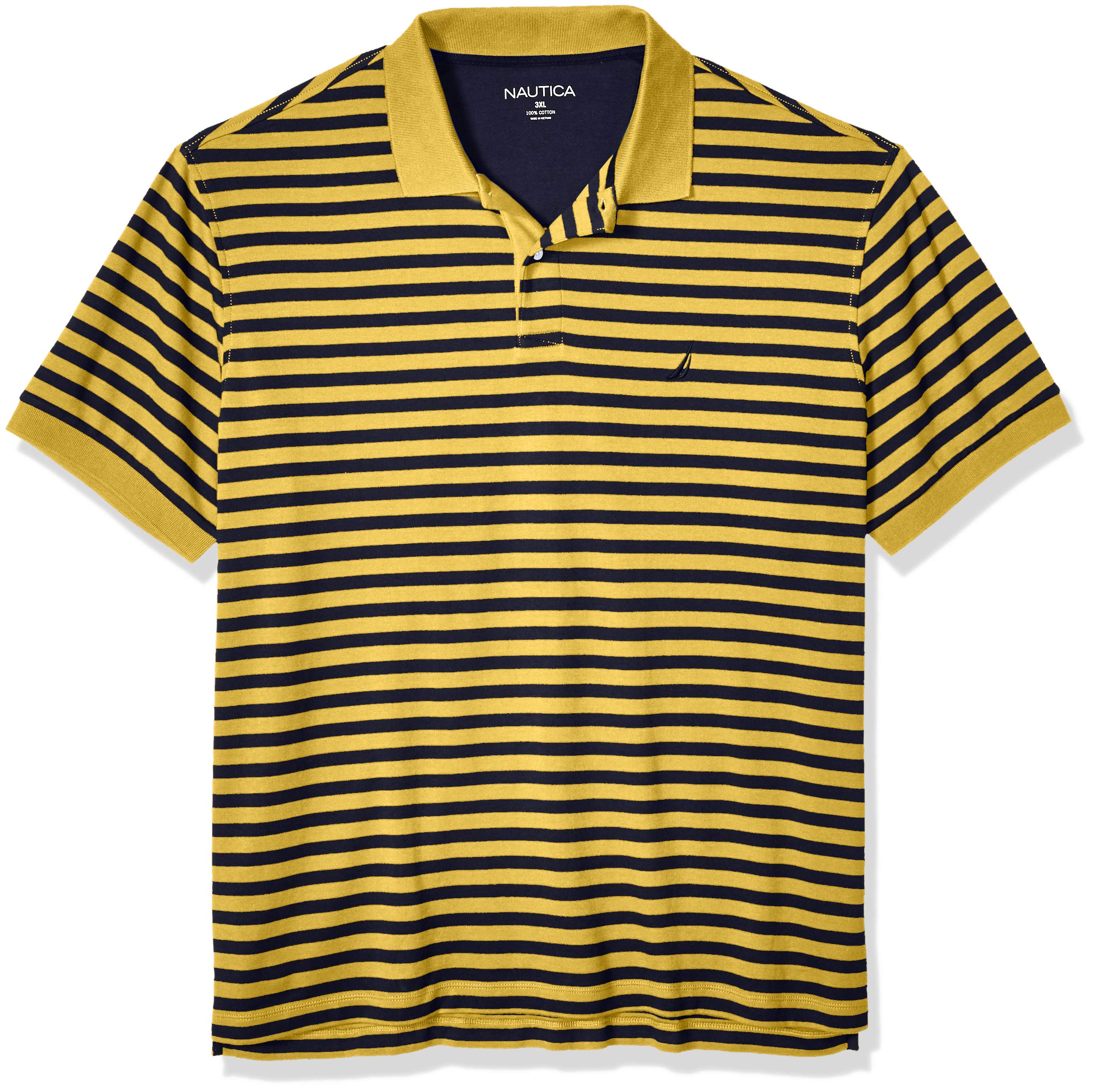 Nautica Men's Big And Tall Classic Fit Short Sleeve 100% Cotton Stripe Soft Polo