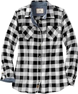 Legendary Whitetails Womens Cottage Escape Flannel Long Sleeve Plaid and Solid Color Clothes for Women, Fitted Button Down
