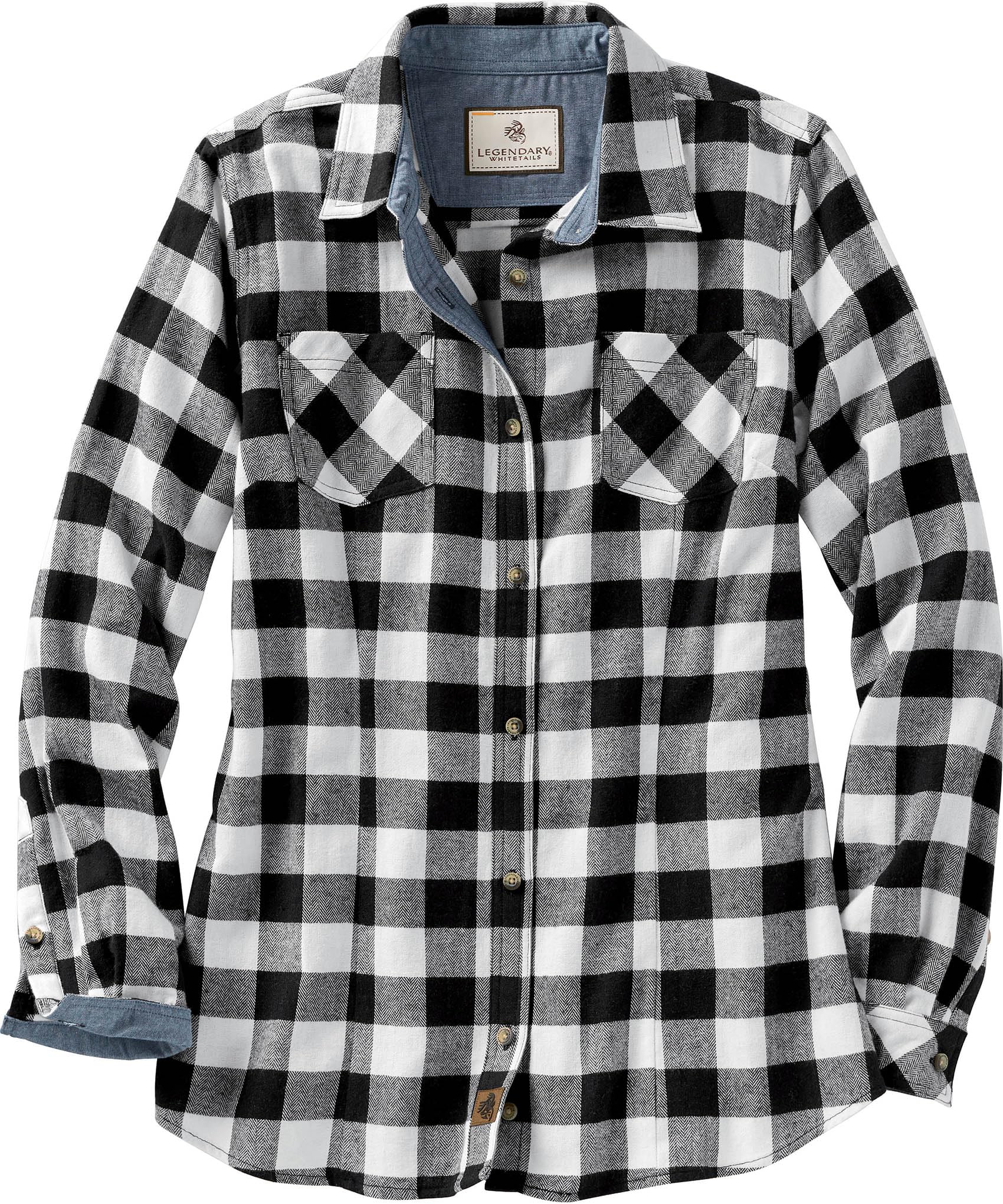 Legendary Whitetails Womens Cottage Escape Flannel Long Sleeve Plaid and Solid C