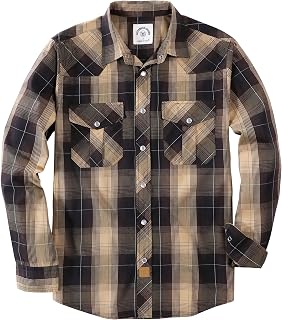Dubinik® Western Shirt for Men's Long Sleeve Pearl Snap Plaid Casual Cowboy