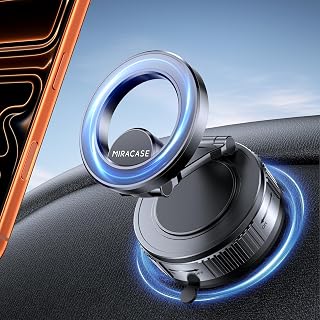 Miracase Car Phone Holder for Magsafe [Ultra Powerful Suction] 2026 Magnetic Car Phone 360° Rotation Grey for iPhone 17 16 15 14 13 12 Pro Max