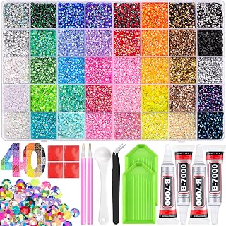 TINKRSTUFF Bedazzling Kit 50000Pcs 3mm Jelly Rhinestones - Diamond Art | 40 Colors Flatback Bedazzler Gems, 3Pcs B7000 Jewelry Glue, Bedazzle Tools for Books Nail Art, Birthday Gifts for Women
