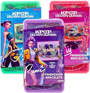 Kpop Demon Hunters™ Friendship Bracelet Kit, 3-Pack, Rumi, Mira &amp; Zoey Bracelet Making Kits, Beads for Jewelry Making, Kpop Charms &amp; Travel-Friendly Bead Case, Official K Pop Demon Hunters Merch