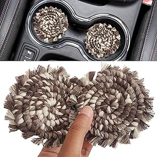 Cotton Car Coasters 2pc Car Cup Coasters Cute car Accessories for Women car Coaster for Cup Holders (Mocha Swirl)