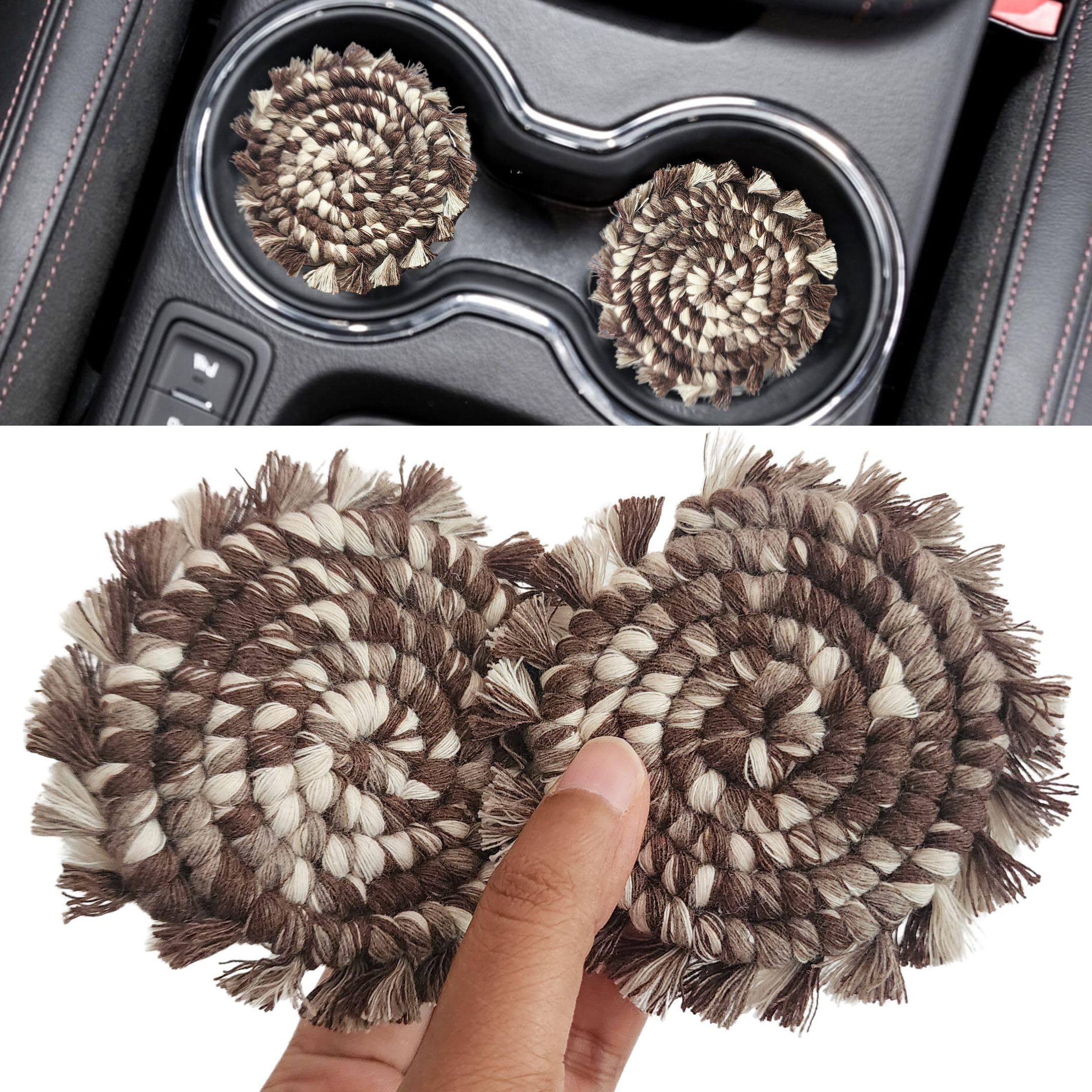 Cotton Car Coasters 2pc Car Cup Coasters Cute car Accessories for Women car Coas