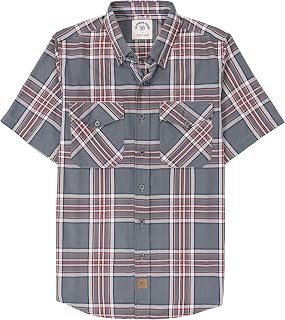 Dubinik® Mens Short Sleeve Button Down Two Pockets Soft Vintage Regular Fit Vintage Fishing Casual Shirts