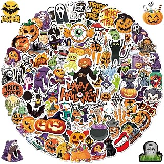 Anwyll Halloween Stickers - 100 Pcs Halloween Party Favors | Spooky Halloween Stickers Bulk Vinyl Waterproof Halloween Decoations for Goodie Bags Treats Gifts Crafts Prizes Water Bottles