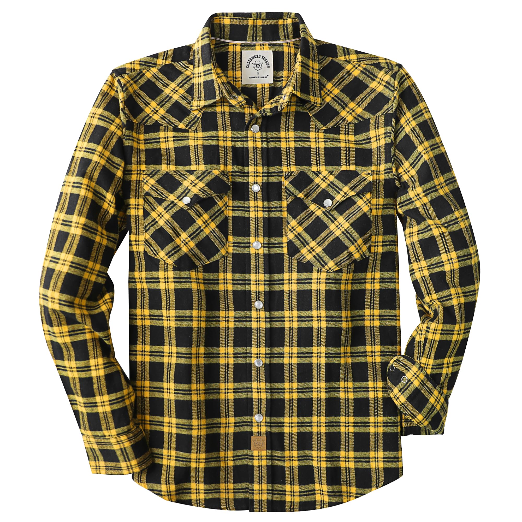 Dubinik® 6 oz Flannel Shirt for Men Pearl Snap Western Cowboy Long Sleeve
