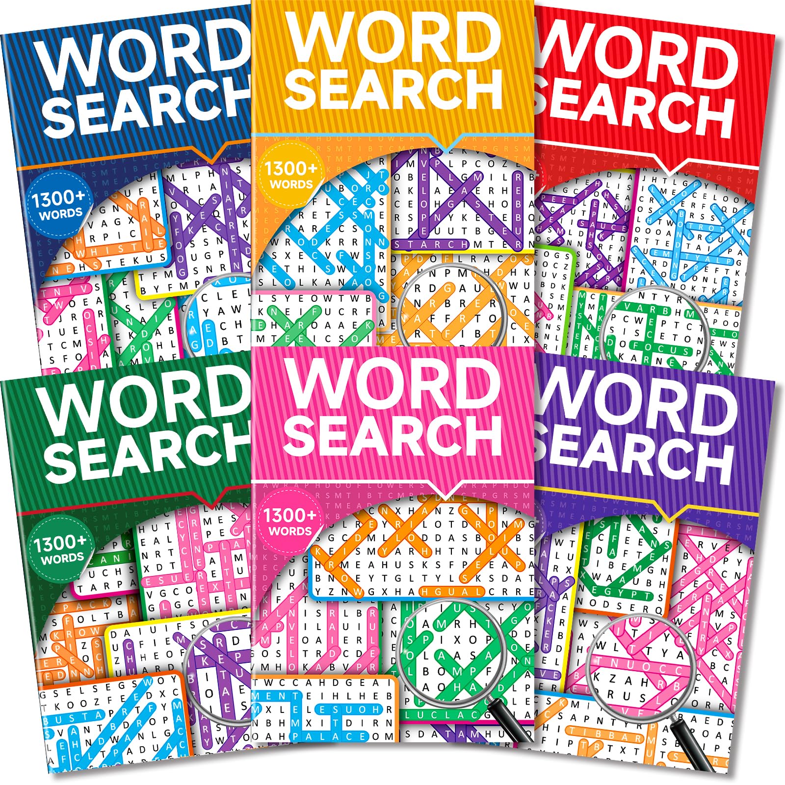 Elfew 8000+ Large Print Word Search Books for Adults & Teens & Seniors | 6-Pack,