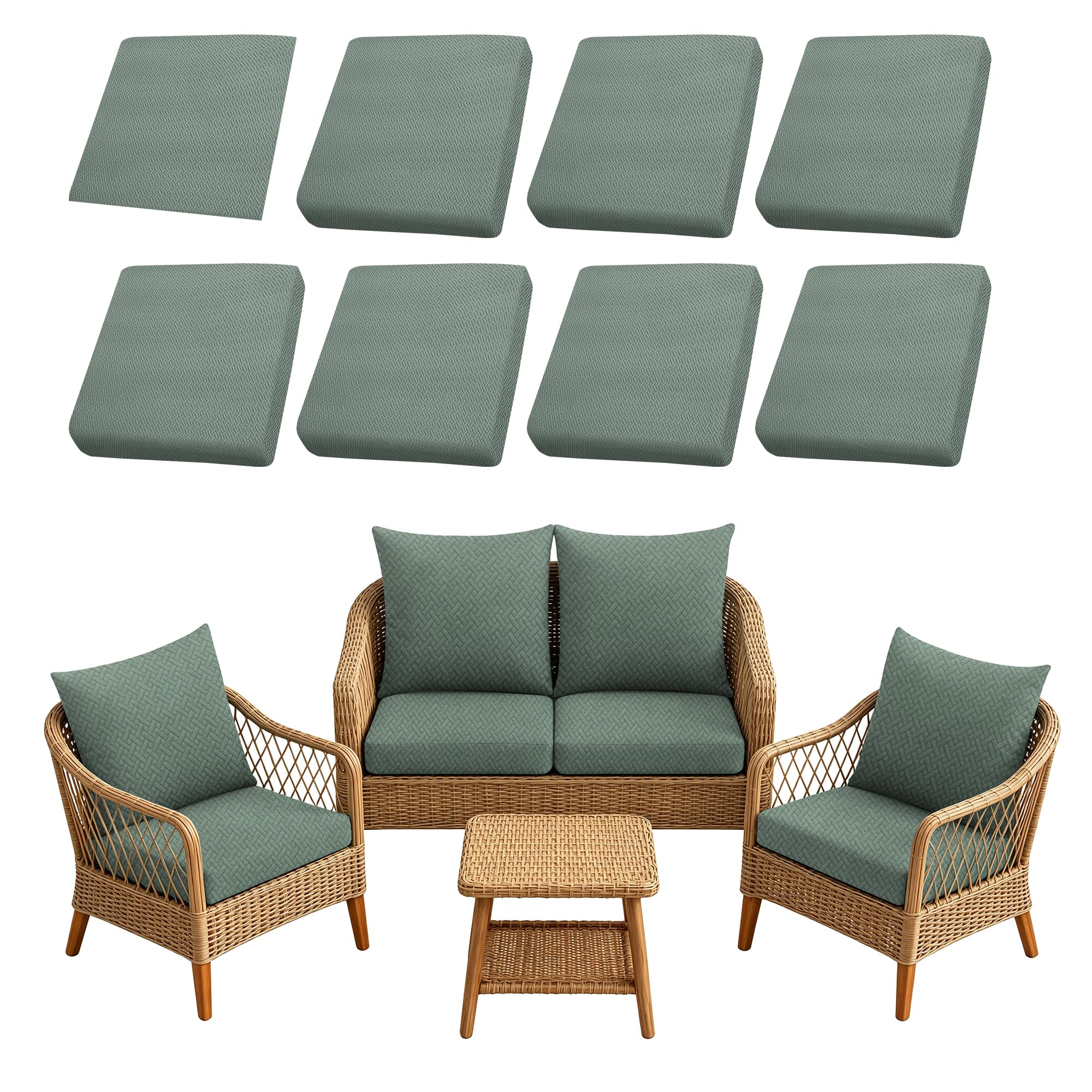 SUKAIKEQA 8PCS Patio Cushion Covers.Patio Furniture Couch SeatSlipcovers | Washa