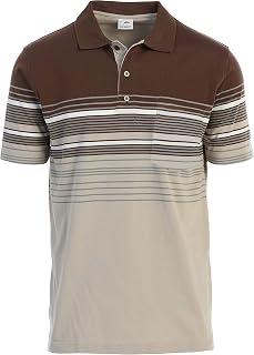 Gioberti Mens Striped Polo Shirt with Pocket - Yarn Dye