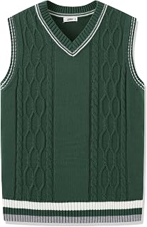JSTEX Boys Sweater Vest 100% Cotton Kids Uniform Vest | Girls V-Neck Sleeveless Knit Pullover for Size 4-14