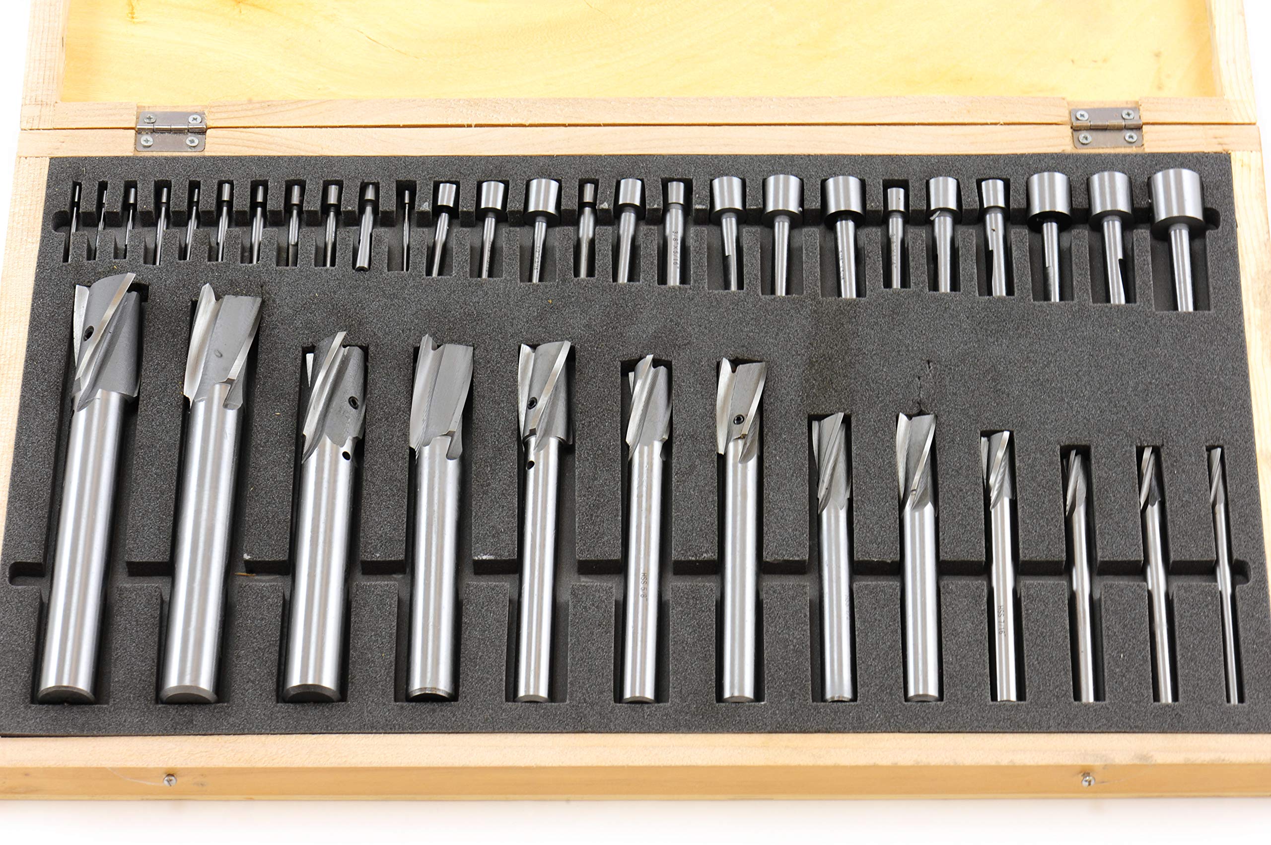 40 PC 3 Flute HSS Straight Shank Interchangeable Pilot Counterbore Set L | 404-7