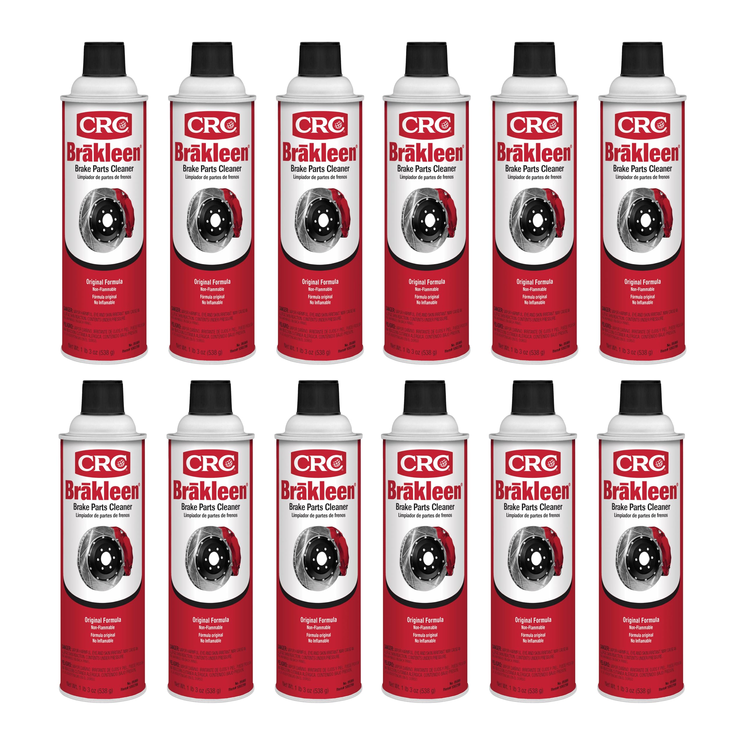 CRC Brakleen Brake Parts Cleaner Spray - Non-Flammable - 19 oz (12-Pack) | Fast-