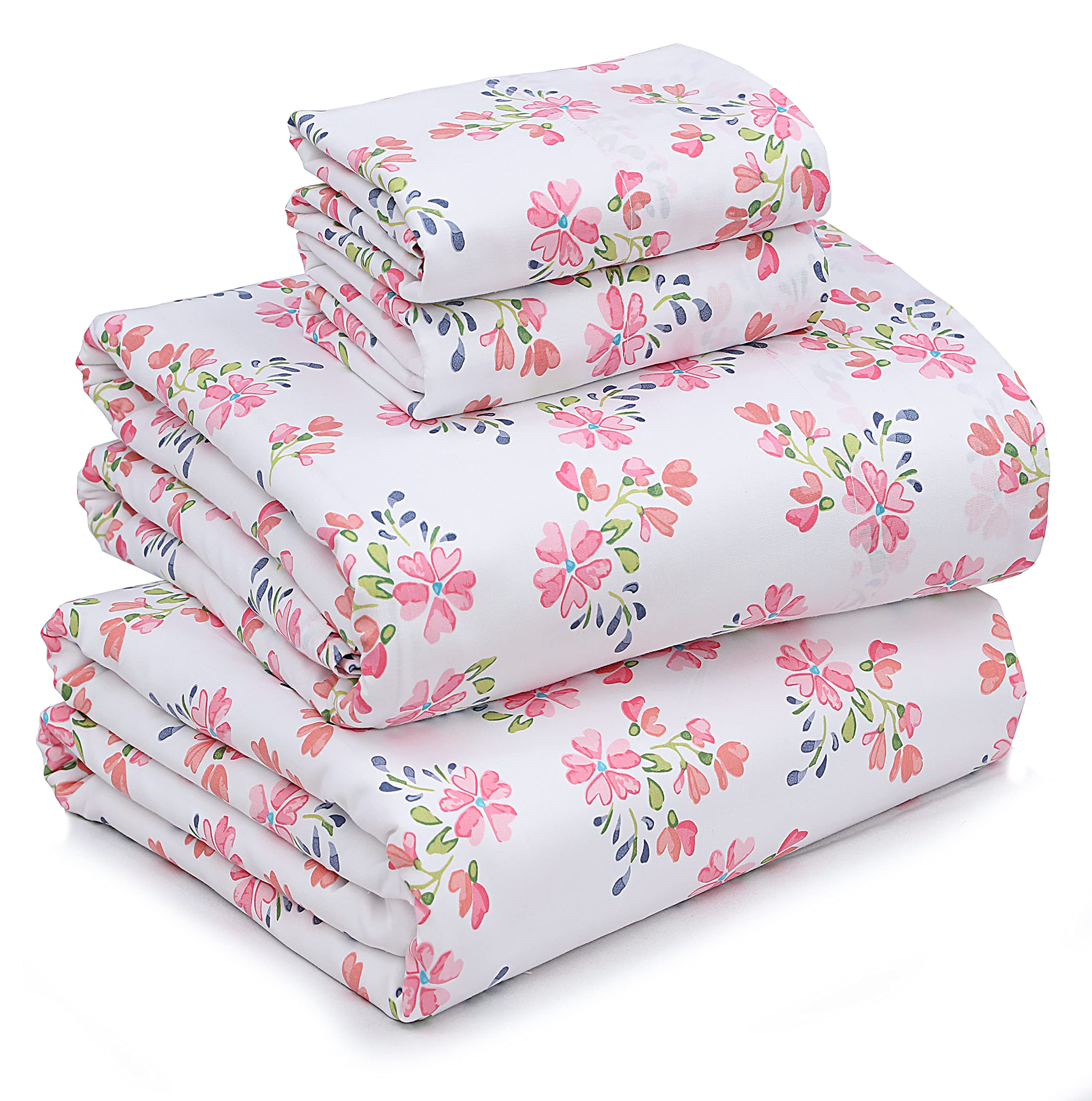 Ruvanti - 100% Cotton King Bed Sheet Set 4 Pieces Soft Breathable 16 Inch Deep P