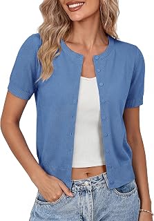 GRACE KARIN Womens Short Sleeve Cardigan Sweaters Lightweight Fall Outfits