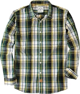 Dubinik® Mens Long Sleeve Button Down Shirts Plaid Casual Work Cotton Vintage Soft with Pocket Regular Fit
