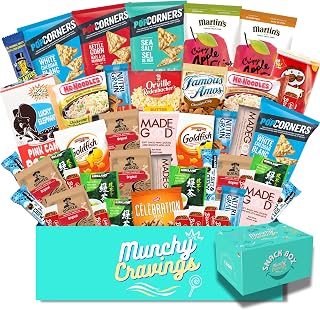 MunchyCravings Premium Snack Box (45 Ct.), Tasty and Healthy Snacks, Giftable and Great for Movie Nights, Easter, Birthdays, For Adults and Teens.
