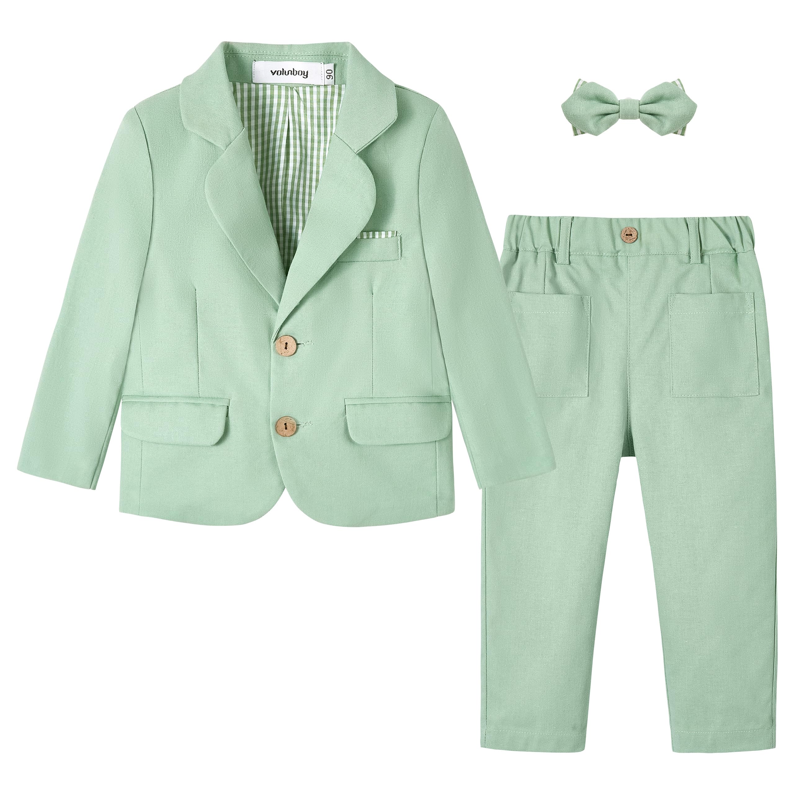 Volunboy Toddler Suit Baby Boy 3 Piece Linen Tuxedo 18M-5T
