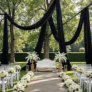 2 Panels 5ft(W) x 20ft(L) Black Ceiling Drapes for Halloween Parties