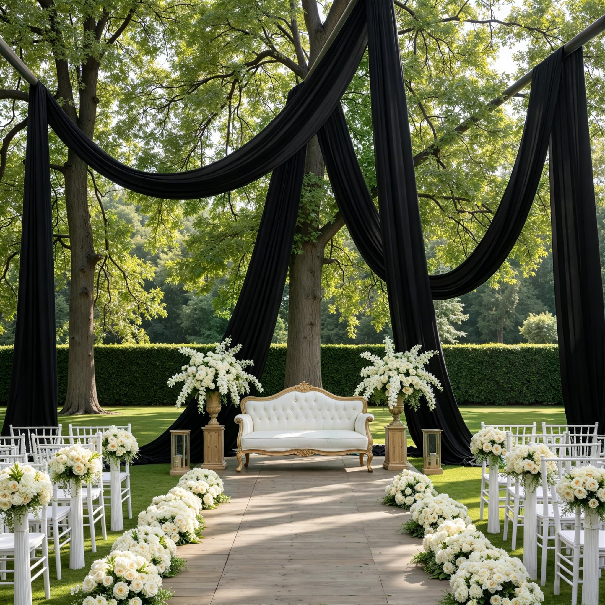 2 Panels 5ft(W) x 20ft(L) Black Ceiling Drapes for Halloween Parties