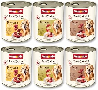 animonda Gran Carno Adult Dog Food, Wet Food for Adult Dogs, Mix 3, 6 x 800 g | Hunde Nassfutter für ausgewachsene Tiere, Nassfutter für Hunde mit frischen, fleischlichen Zutaten, getreidefrei, Sortenmix
