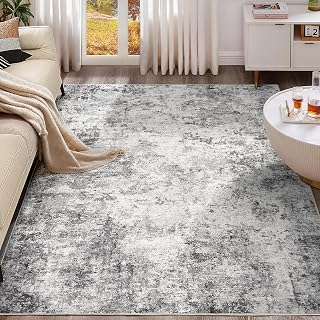 UERMEI 5x8 Area Rug Living Room Rugs - Washable Neutral Modern Abstract Soft Thin Large Rug Indoor Floor No Slip Rug Carpet for Bedroom Under Dining Table Home Office Decor - Grey
