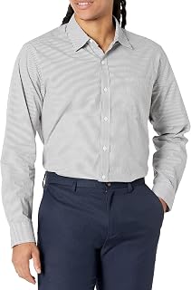 Amazon Essentials Men's Regular-Fit Long-Sleeve Casual Poplin Shirt, Button Front, Business Casual, Collared