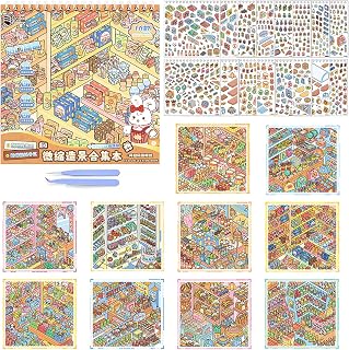 Tzwhwcx 3D Sticker Scene DIY Shop Sticker Book, Make Your Own Fridge/Bakery/Store Cartoon Scrapbook Stickers for Kids Adults, 10-Scene Cute Stickers Therapy Activity for Stress Relief, Crafts & Gifts