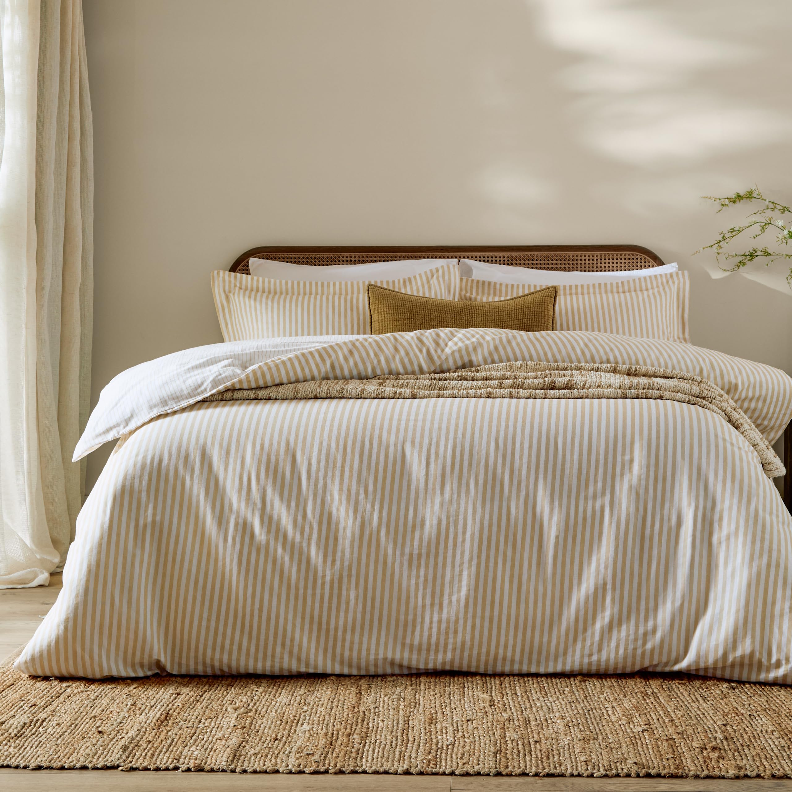 Yard Hebden Striped Duvet Cover Set (Honey Yellow-Super King)