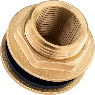 Poppstar Water Butt Feed-Through 1 Inch (10 mm) Internal Thread (3-Piece Tank Feedthrough Made of Brass with Gasket)