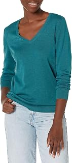 Amazon Essentials Women's Regular-Fit Lightweight Long-Sleeve V-Neck Jumper