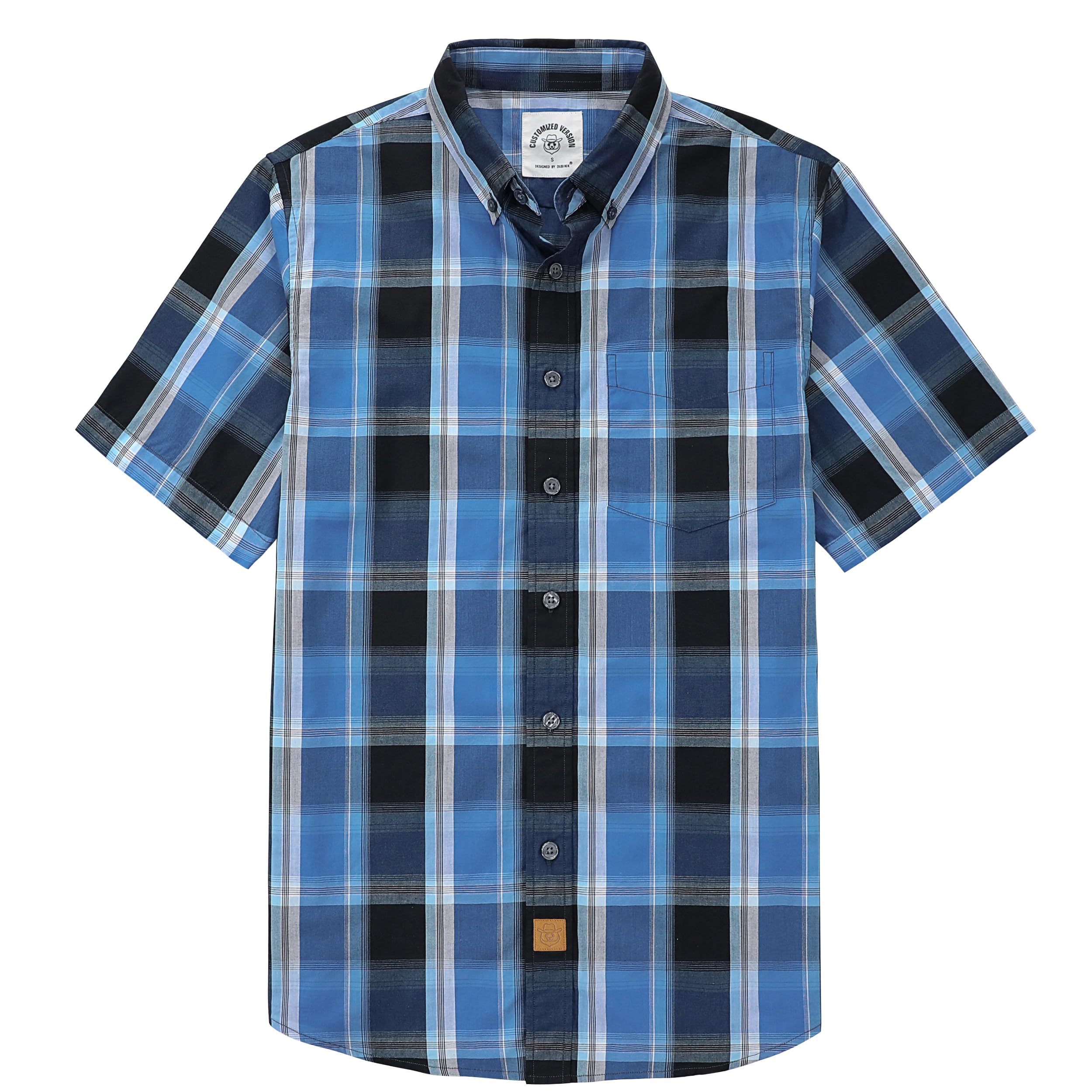 Dubinik® Men's Short Sleeve Plaid Work Pocket Casual Summer Shirt Shirt Man Butt