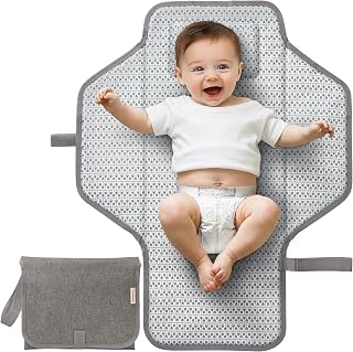 KeaBabies Portable Changing Pad for Baby, Travel Large 26x21 (Classic Gray) | Wipeable, Waterproof Foldable Baby Diaper Changing Mat for Diaper Bag, Caddy, Car, Bed, Newborn, Compact Changer Mat Station