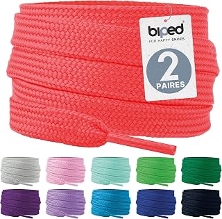 biped Laces 2 Pairs of Flat Polyester Laces, Width 10 mm, Laces for Trainers and Sports Shoes, Tear-Resistant and Washable Z2913