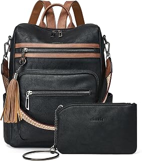 Vegan Leather Backpack Purse for Women with Adjustable Shoulder Bag