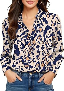Blusa de Manga Larga con Botones para Mujer, sin Planchado y sin Arrugas, Blusa de Manga Larga de Seda de Morera
