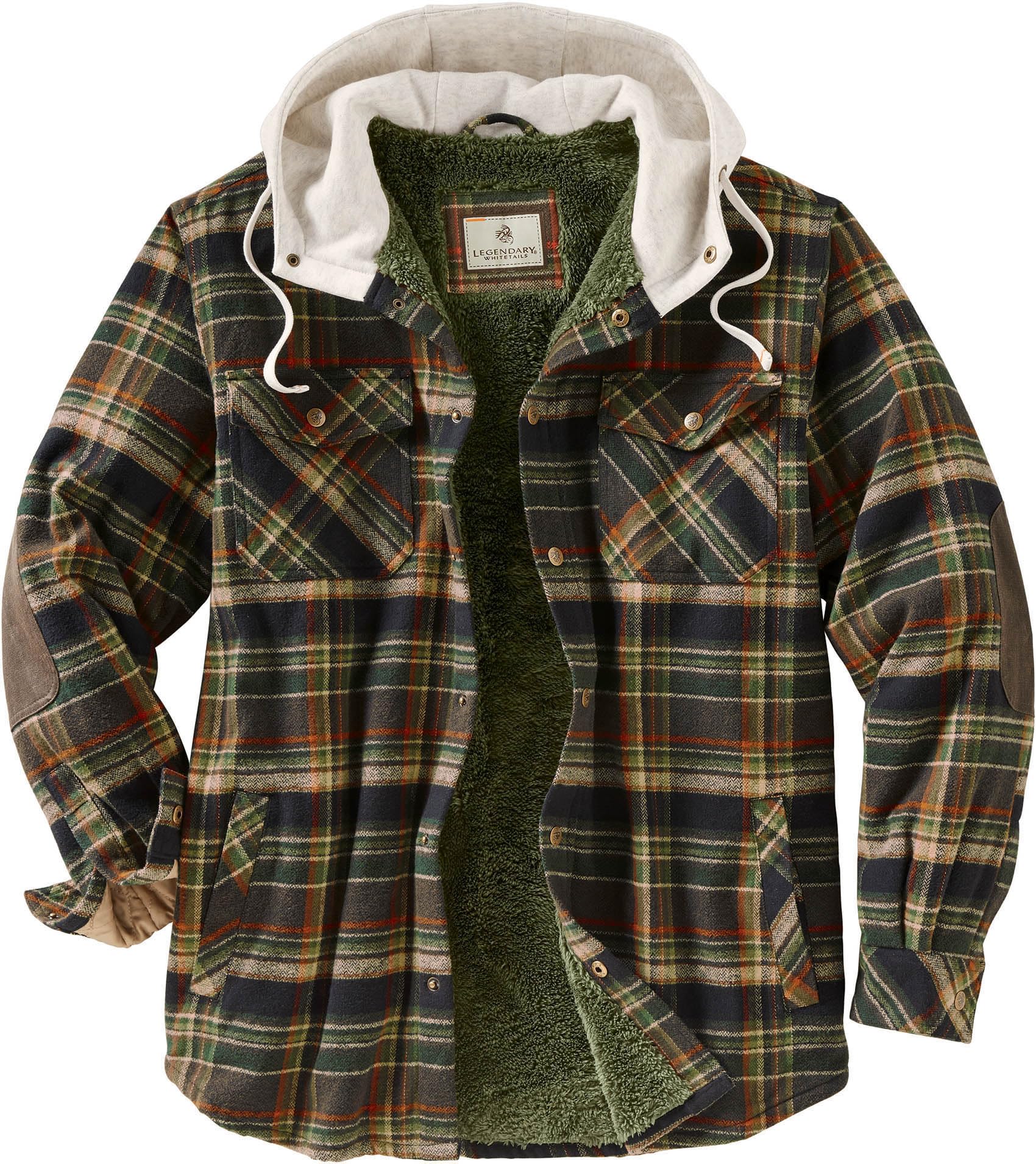 Legendary Whitetails Camp Night Berber - Flannel Jacket with Hood Shirt Men