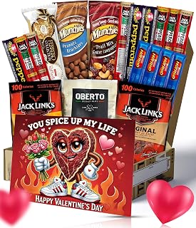 Valentines Day Gift for Him – A Fun and Thoughtful Valentine Gift Basket for Him - Unique Gifts for Men, Boyfriend, Fiancé, Brother, Father, Son and Husbands - Mens Gifts for Dad, Cadeau Homme for Saint Valentin