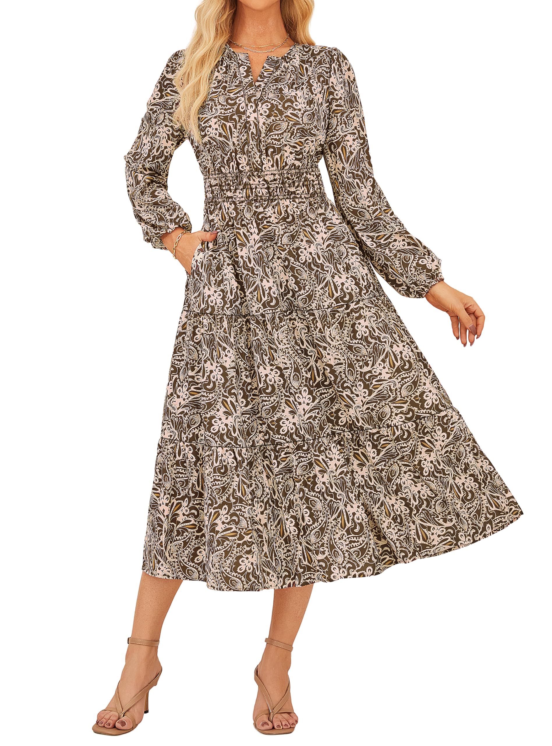 GRACE KARIN Womens Fall Long Sleeve Maxi Dress