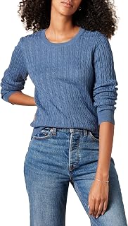 Amazon Essentials Women's Lightweight Cable Knit Crewneck Sweater, Long Sleeve