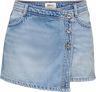 ONLY Women's Modern Shorts Mini Skirt Button Down Denim Pants Pockets