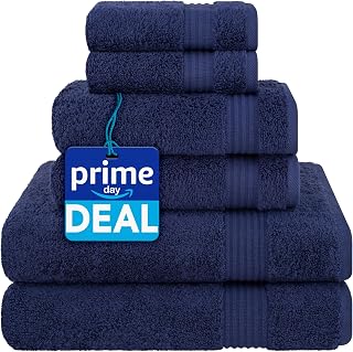 Cotton Paradise 100% Cotton Turkish Towel Set, Soft Absorbent Quick Dry, 6 Piece Towel Set, Navy Blue