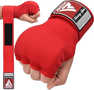 RDX Gel Boxing Hand Wraps Inner Gloves for Men Women, Quick 100cm Long Wrist Straps, Elasticated Padded Fist Hand Protection, Adults Kids, Muay Thai MMA Martial Arts Training Under Mitt Bandages